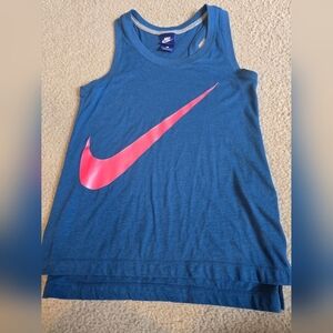 🌈 Nike Neon Pink Check Sleeveless Side Split Tank Top Workout Tee Size XS